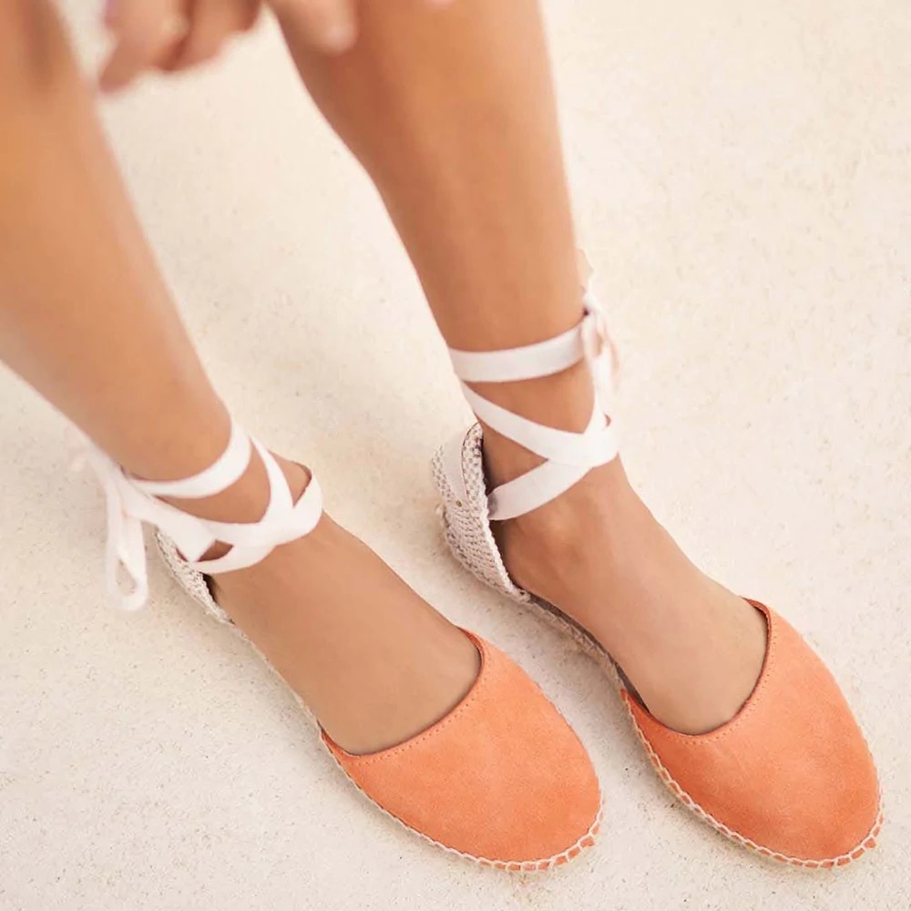 MANEBI flat valenciana espadrilles 5.5 apricot